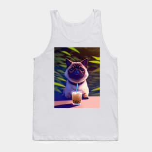 Pug with boba bubble tea Tank Top